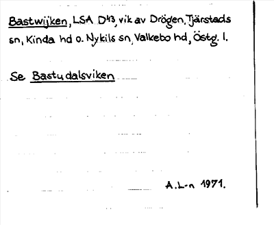 Bild på arkivkortet för arkivposten Bastwijken seBastudalsviken