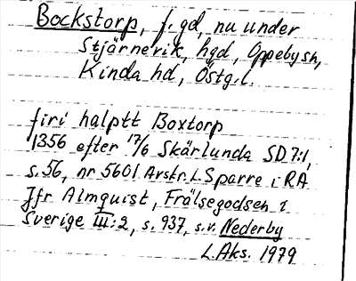 Bild på arkivkortet för arkivposten Bockstorp