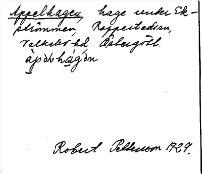 Bild på arkivkortet för arkivposten Appelhagen
