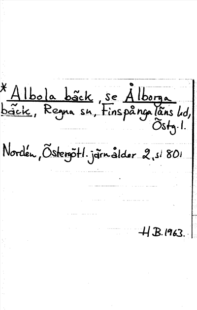 Bild på arkivkortet för arkivposten *Albola bäck, se Ålborga