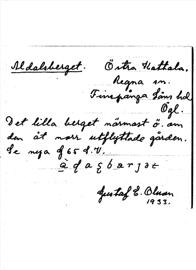 Bild på arkivkortet för arkivposten Aldalsberget