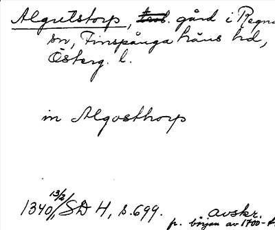 Bild på arkivkortet för arkivposten Algrelstorp