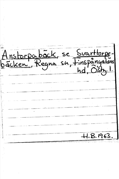 Bild på arkivkortet för arkivposten Anstorpabäck, se Svarttorpebäcken