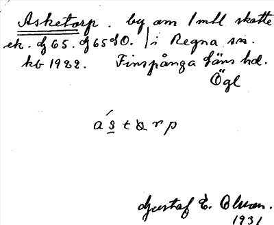 Bild på arkivkortet för arkivposten Asketorp