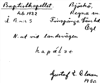 Bild på arkivkortet för arkivposten Baptistkapellet