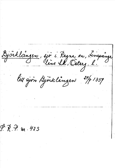 Bild på arkivkortet för arkivposten Björklången