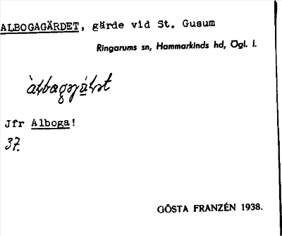 Bild på arkivkortet för arkivposten Albogagärdet