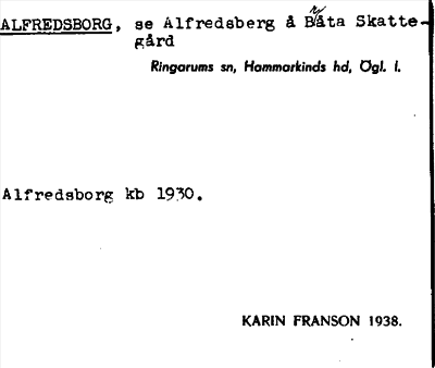 Bild på arkivkortet för arkivposten Alfredsborg, se Alfredsberg