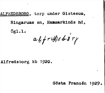 Bild på arkivkortet för arkivposten Alfredsborg