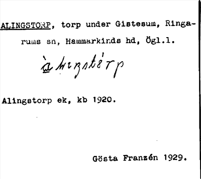Bild på arkivkortet för arkivposten Alingstorp