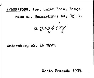 Bild på arkivkortet för arkivposten Andersborg