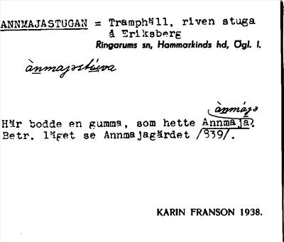 Bild på arkivkortet för arkivposten Annmajastugan