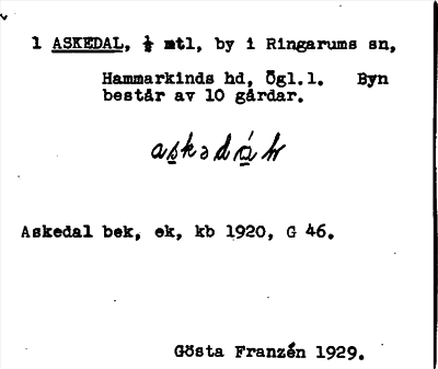 Bild på arkivkortet för arkivposten Askedal