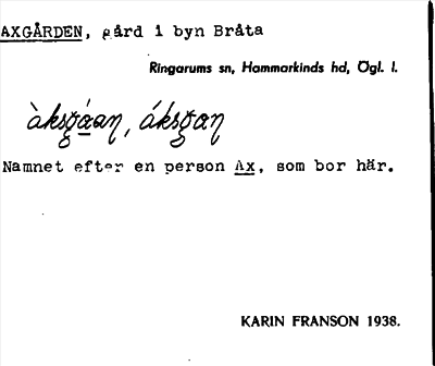 Bild på arkivkortet för arkivposten Axgården