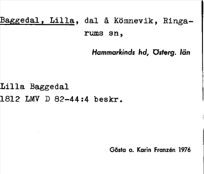 Bild på arkivkortet för arkivposten Baggedal, Lilla
