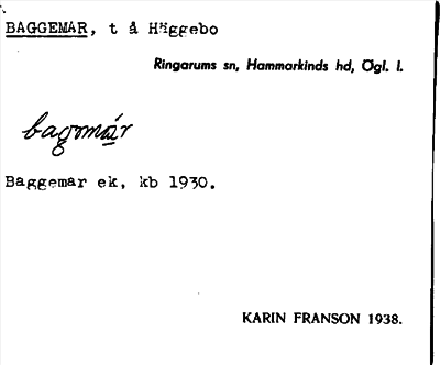 Bild på arkivkortet för arkivposten Baggemar