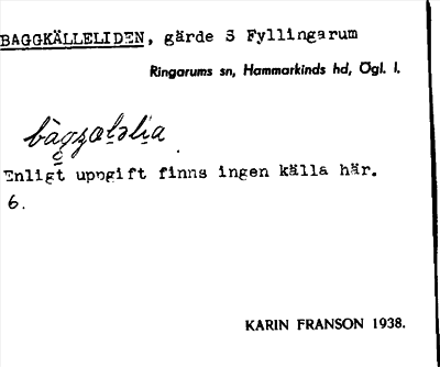 Bild på arkivkortet för arkivposten Baggkälleliden
