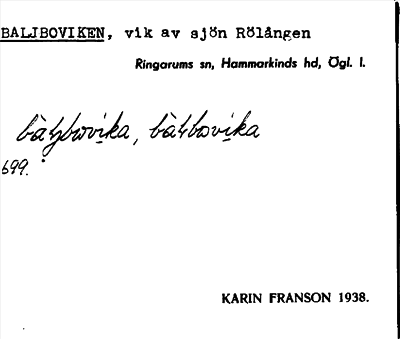 Bild på arkivkortet för arkivposten Baljboviken