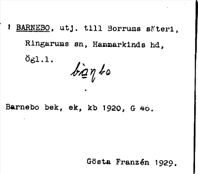 Bild på arkivkortet för arkivposten Barnebo