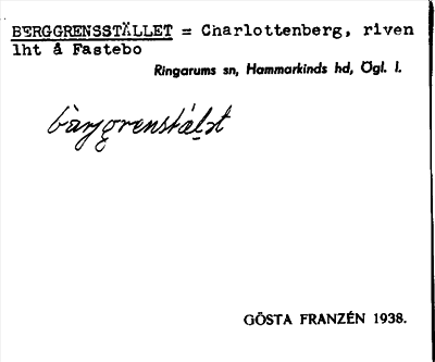 Bild på arkivkortet för arkivposten Berggrensstället
