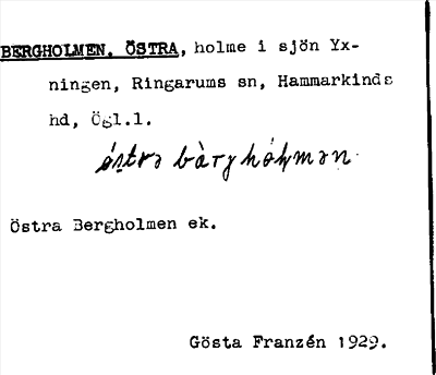 Bild på arkivkortet för arkivposten Bergholmen, Östra