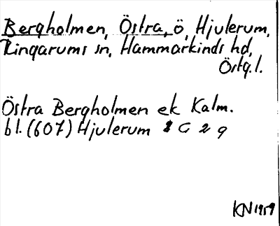 Bild på arkivkortet för arkivposten Bergholmen, Östra