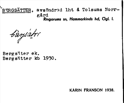 Bild på arkivkortet för arkivposten Bergsätter