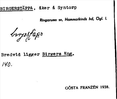 Bild på arkivkortet för arkivposten Birgerstäppa