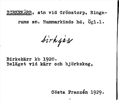 Bild på arkivkortet för arkivposten Birkekärr
