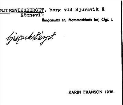 Bild på arkivkortet för arkivposten Bjursviksberget