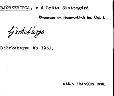Bild på arkivkortet för arkivposten Björkeberga