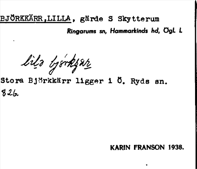 Bild på arkivkortet för arkivposten Björkkärr, Lilla