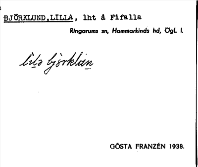 Bild på arkivkortet för arkivposten Björklund, Lilla