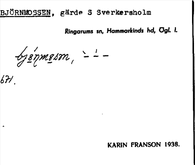Bild på arkivkortet för arkivposten Björnmossen