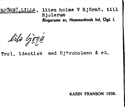 Bild på arkivkortet för arkivposten Björnö, Lilla