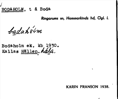 Bild på arkivkortet för arkivposten Bodaholm