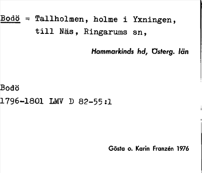 Bild på arkivkortet för arkivposten Bodö = Tallholmen