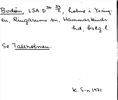 Bild på arkivkortet för arkivposten Bodön, se Tallholmen