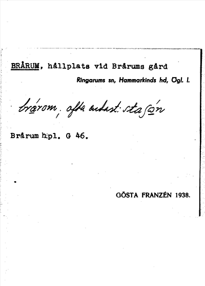 Bild på arkivkortet för arkivposten Brårum