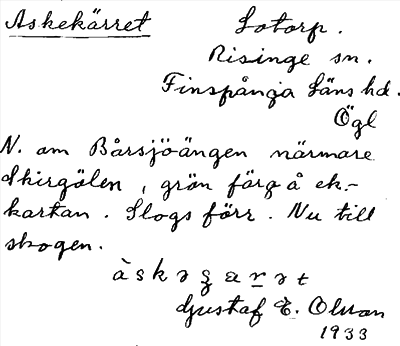 Bild på arkivkortet för arkivposten Askekärret
