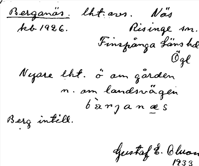Bild på arkivkortet för arkivposten Berganäs