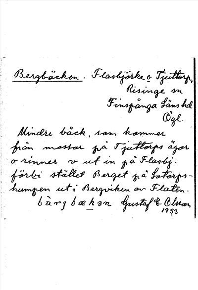 Bild på arkivkortet för arkivposten Bergbäcken