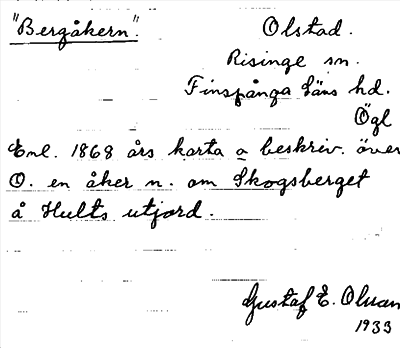 Bild på arkivkortet för arkivposten »Bergåkern»
