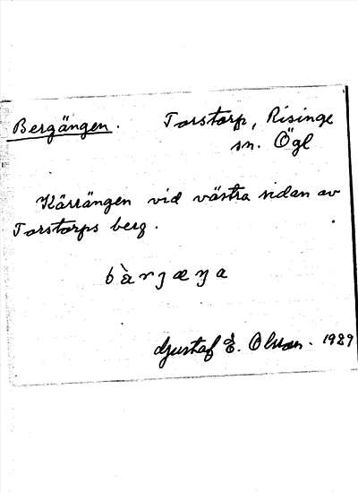 Bild på arkivkortet för arkivposten Bergängen