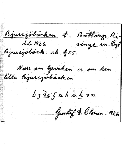 Bild på arkivkortet för arkivposten Bjursjöbäcken