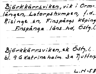 Bild på arkivkortet för arkivposten Björkkärrsviken
