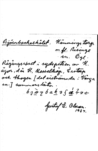 Bild på arkivkortet för arkivposten Björnbackeskälet