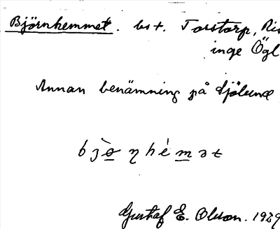 Bild på arkivkortet för arkivposten Björnhemmet
