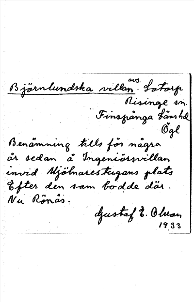 Bild på arkivkortet för arkivposten Björnlundska villan