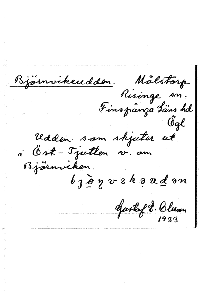 Bild på arkivkortet för arkivposten Björnvikeudden